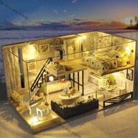 Mô hình lắp ráp Diy house Mô hình nhà búp DIY 【Tặng đèn LED+keo+pin+che bụi】Mô hình nhà mini