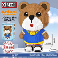 Mô Hình Lắp Ráp Gấu Teddy Học Sinh Gương Mẫu Animal Union 45cm - XINZ 1779 - 13304 Chi Tiết