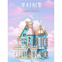 Mô hình lắp ráp gỗ DIY cho trẻ em, ngôi nhà mơ ước của bé gái, đồ chơi giáo dục xếp hình 3D