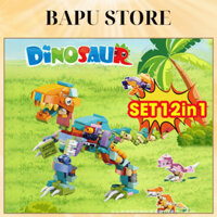 Mô hình lắp ráp Khủng long T-Rex bạo chúa set 12 in 1 xếp hình thông minh quà tặng cho bé cỡ lớn QC Store Bapu store