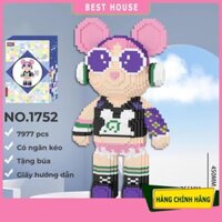 Mô hình lắp ráp Lego Bearbrick DJ 45cm, Đồ chơi xếp hình gấu DJ tặng kèm búa Xinz