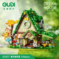 Mô hình lắp ráp nhà cà phê cổ tích Gudi Dream House, khối xây dựng sáng tạo cho trẻ em, đồ chơi lắp ghép 52007