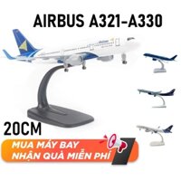 Mô hình máy bay Airbus A330 A321 bằng kim loại có bánh xe 20cm có đế tháo rời