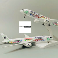 Mô hình máy bay B787 Aeromexico (20cm) tỉ lệ 1/400 có bánh xe kèm đế trưng bày (Fullbox)
