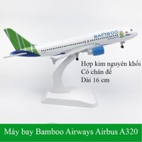 Mô hình máy bay Bamboo Airways Airbus A320 bằng hợp kim có chân đế dài 16 cm ( không có bánh xe )