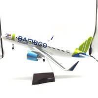 Mô hình máy bay Bamboo Airways KAVY có đèn led, bánh xe dài 47cm kèm chân đế