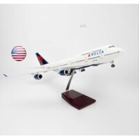Mô hình máy bay Delta Airlines Boeing B747 Everfly 47cm (có bánh xe và đèn led)