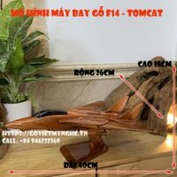 Mô hình máy bay gỗ máy bay chiến đấu cơ của Mỹ F14 Tomcat - thủ công mỹ nghệ trang trí - Dài 40cm - Gỗ tự nhiên