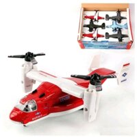 Mô hình máy bay quân sự bằng sắt màu ĐỎ-TRẮNG có âm thanh và đèn đồ chơi cho trẻ em xe chạy đà