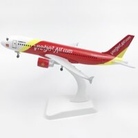 Mô hình máy bay Vietjet Air 20 cm A320 bằng kim loại có bánh xe