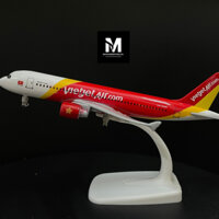 MÔ HÌNH MÁY BAY VIETJET AIR TỈ LỆ 1:400 (18CM) KIM LOẠI CAO CẤP, SƠN TĨNH ĐIỆN BÓNG ĐẸP