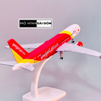 Mô Hình Máy Bay VIETJET Airlines Hợp Kim Cao Cấp Tỉ Lệ 1:400 Có Bánh Xe