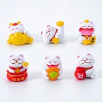 Mô Hình Mèo Lucky Mini Bộ Lục 6 Cái Trang Trí DIY Decord nhà cửa Xe Hơi- Art-house