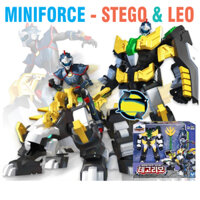 Mô hình miniforce Robot siêu khủng long Stego băng giá cùng siêu nhân Leo Thiên tài đồ chơi trẻ em
