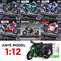 Mô hình mô tô BM W Yamaha R1M- Kawasaki H2R Z1000 - Honda CBR1000RR - Ducati 1199 có đèn - đế tỉ lệ 1:12 Jiaye ModeL