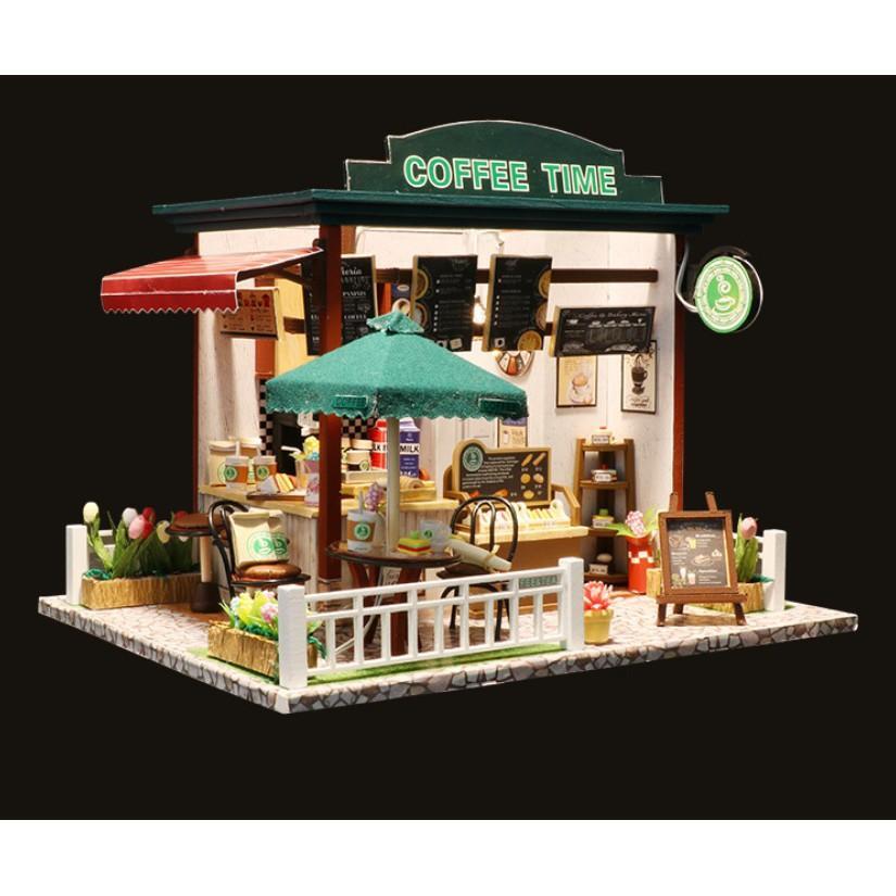 Mô hình nhà búp bê gỗ - Coffee Time - quán cafe thời gian