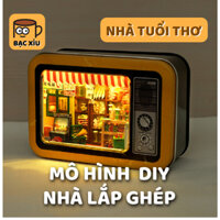 Mô hình nhà gỗ búp bê lắp ráp Dollhouse DIY Tivi Tuổi Thơ TẶNG KÈM LED Dụng cụ lắp ráp