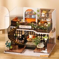 Mô hình nhà gỗ búp bê thu nhỏ |Tặng DỤNG CỤ, KEO, MICA BẢO VỆ VÀ ĐÈN LED. Mô hình nhà phong cách Vintage | LV001