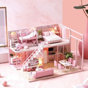 Mô hình nhà gỗ lắp ráp búp bê dollhouse DIY L027