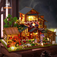 Mô hình Nhà hàng kiểu Nhật 3d tự làm bằng Gỗ. Tặng KEO DÁN và DỤNG CỤ. Nhà búp bê bằng Gỗ DIY Courtyard Japanese | P015