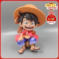 Mô hình One Piece Luffy chibi dáng ngồi cute - cao 16cm có hộp màu