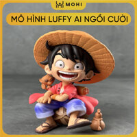 Mô hình OnePiece Luffy AI ngồi cười - Cao 15cm - Nặng 400Gram - Figure OnePiece - Full box + hộp màu