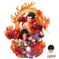 Mô Hình OnePiece Mô Hình Luffy Gear 3 Red rock kết hợp Gear 4 - Cao 23cm - nặng 1kg + 2 đầu thay thế - One Piece no box