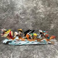 Mô hình OnePiece : mô hình team Mũ Rơm thuyền rồng nhỏ ngang 36cm , nhựa PVC box bìa