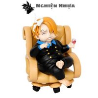 Mô Hình OnePiece Sanji béo ngồi ghế - Cao 18cm - nặng 1kg - Phụ kiện : 1 thuốc lá + 1 ly rượu cầm tay - Figure OnePiece