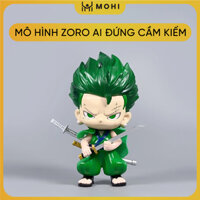 Mô Hình OnePiece Zoro AI chibi dáng đứng cầm kiếm - Cao 16cm - nặng 270gram - Hộp Màu - Figure One Piece