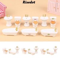 Mô hình phòng tắm nhà búp bê RISEDOT, Đồ gốm sứ tỷ lệ 1: 24 Chậu rửa Mini Bồn tắm Nhà vệ sinh, Đồ chơi Đồ chơi bố trí phong cảnh Trang trí Đồ chơi phòng tắm thu nhỏ