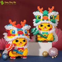 Mô hình pikachu đầu lân cỡ lớn 27cm Xương rồng nhỏ