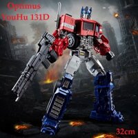 Mô hình robot biến hình Transformers Optimus YOUHU 131D K.O đồ chơi Robot biến hình transformer 131lắp ráp thành xe ô tô cao 32cm, có đèn led ở mắt.