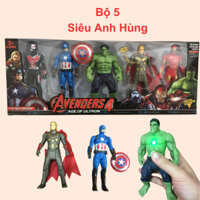 Mô Hình Siêu Nhân Đồ Chơi Biệt Đội Siêu Anh Hùng Gồm 5 Nhân Vật Và Phụ Kiện, Cao 16cm Có Phát Sáng, Cử Động Khớp