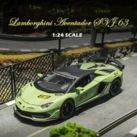 Mô hình siêu xe Lamborghini Aventador SVJ 63 tỉ lệ 1:24 hãng Miniauto, ô tô mini kim loại, xe hơi mở được cửa, cốp có đèn, âm thanh, tháo được mui dùng trưng bày, quà tặng.