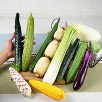 Mô hình thực phẩm nhân tạo mới, trái cây và rau củ, tỏi, hành lá, dưa chuột, củ sen, ngô, trang trí tủ, đạo cụ trang trí mềm