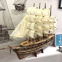 Mô hình thuyền buồm gỗ trang trí phong thuỷ France II - Tàu chở hàng của Pháp - Buồm Trắng - Dài 80cm
