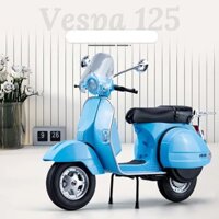 Mô Hình tĩnh đồ chơi Xe mô tô Gắn Máy Vespa thu nhỏ PX125 Tỉ Lệ 1:10 motor mini PX 125 Bằng Hợp Kim Mở Được Cốp, Có Đèn, nhạc, quà cho bé