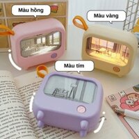 Mô hình tivi với bức tranh yên bình phong cách anime, đèn hoạ tiết tranh phát sáng độc đáo