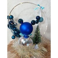 Mô hình trang trí tiểu cảnh giáng sinh - Vòng gấu xanh kích thước 35cm