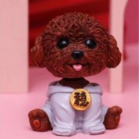 Mô Hình Tượng Trang Trí Chó Mặc Áo Hoodie Lắc Lắc Đầu - Art House - Chó Lông Xù