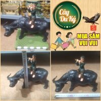 Mô hình tượng Trâu & mục đồng thổi sáo gốm sứ cao cấp-26x10x23 cm làm mô hình trang trí tiểu cảnh, trang trí tết