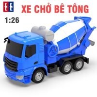 Mô hình xe bồn chở bê tông đồ chơi trẻ em xe ô tô bằng nhựa tỉ lệ 1:26 xoay đổ được vật liệu