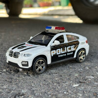Mô hình xe cảnh sát BM W mở 4 cửa tỉ lệ 1/32 quán tính có nhạc và đèn, xe dài 15cm Đồ Chơi Toy