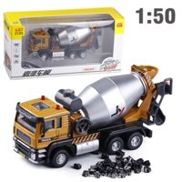 Mô hình xe chở bê tông bằng hợp kim nhựa tỉ lệ 1:50 có âm thanh và đèn xoay được thùng trộn