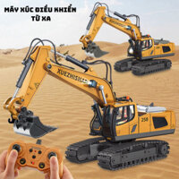 Mô Hình Xe Công Trình Xe Máy Xúc, Gồm 11 Kênh Điều Khiển Từ Xa Hợp Kim, Kèm Pin Sạc Cho Bé, Đồ Chơi Cao Cấp