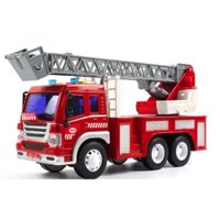 Mô hình xe cứu hỏa có thang rút đồ chơi trẻ em mô hình tỉ lệ 1:16 bằng nhựa có âm thanh và đèn
