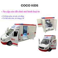 Mô hình xe cứu thương đồ chơi chạy đà loại to, mở được cửa, đồ chơi mô phỏng xe cứu thương