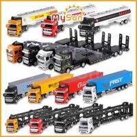 Mô hình xe đầu kéo bồn đồ chơi cho bé xe container ô tô công ten nơ kim loại MySun