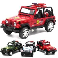 Mô hình xe Jeep 1:32 có âm thanh cảnh sát và đèn xe bằng kim loại mở được các cửa